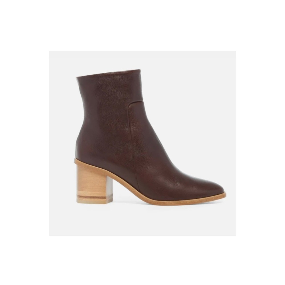 Coclico Bebe Boot Castagno Leather Block Wood Heel Ankle Boots Women 40.5 US 9.5